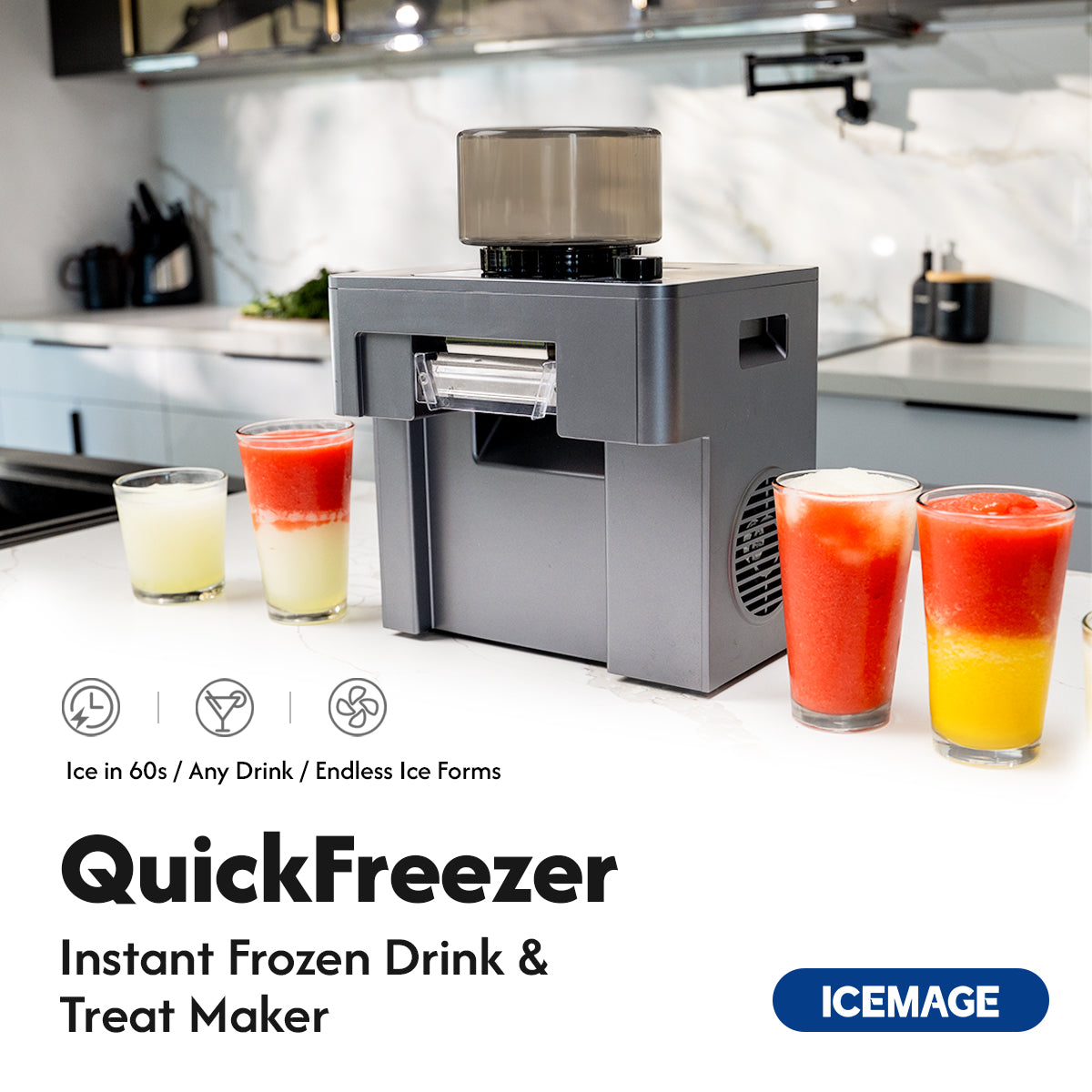 QuickFreezer Pro - Frozen Drink & Slushie Machine, Freeze any liquid in 60 seconds