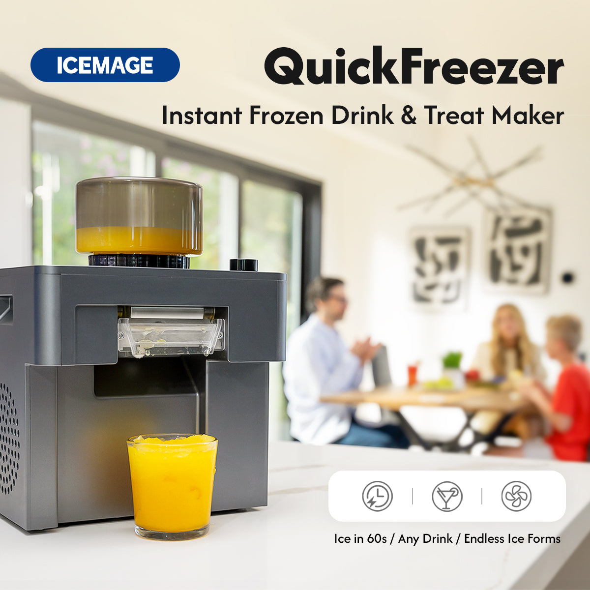 QuickFreezer Pro - 33.8oz/1L Frozen Drink & Slushie Machine, Freeze any liquid in 60 seconds