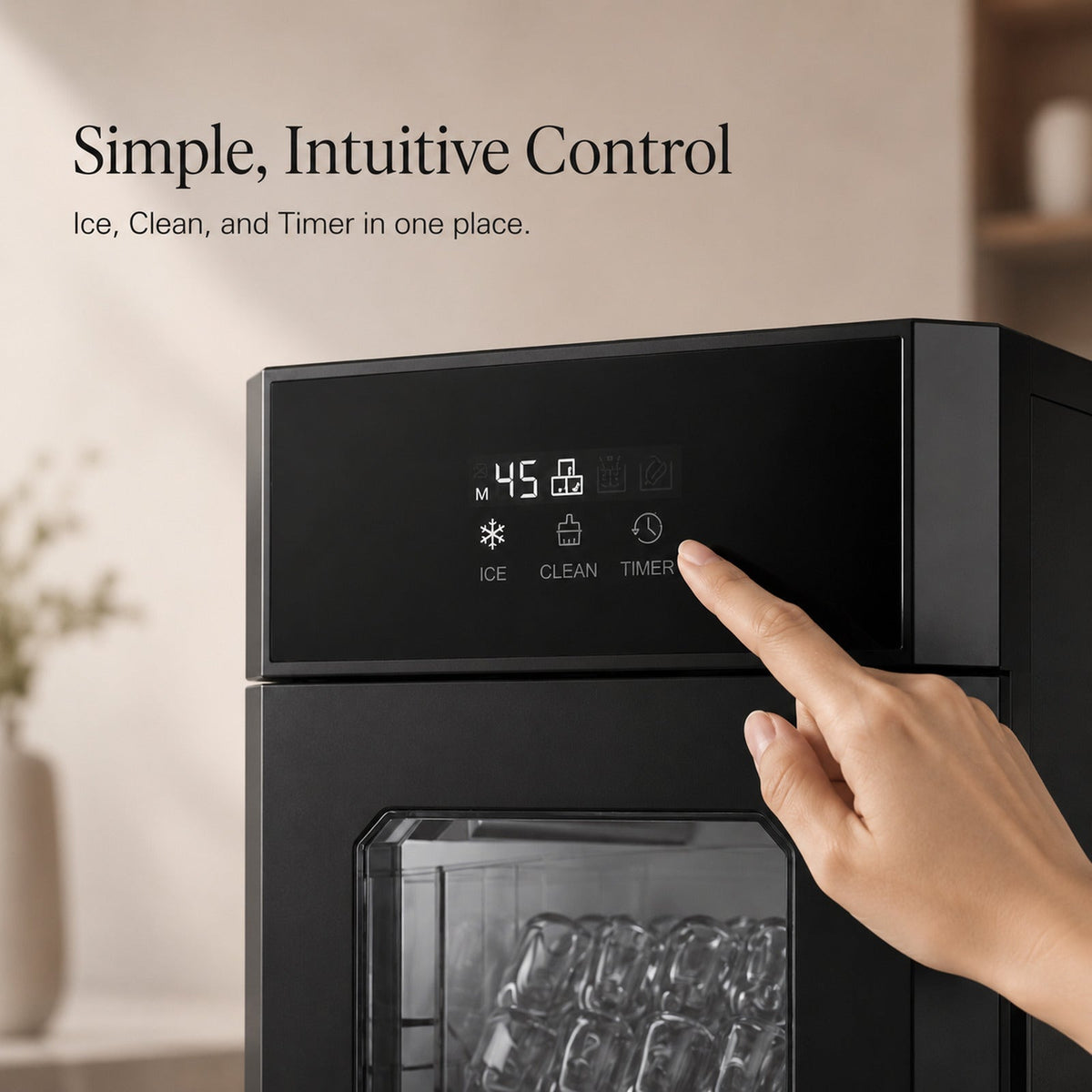 CrystalMax intuitive Ice Clean and Timer control panel